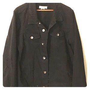 Women’s XL Distressed Black Denim Jacket